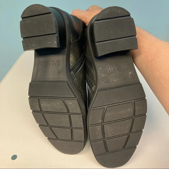 HISPANITAS Sz 6 Via Moto Leather Ankle Boots Green Gold Booties - Picture 13 of 16